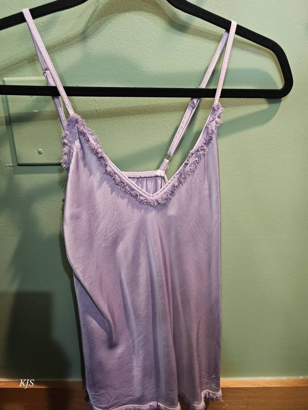 NEW MADE IN ITALY women's silk cami with fringe in lilac